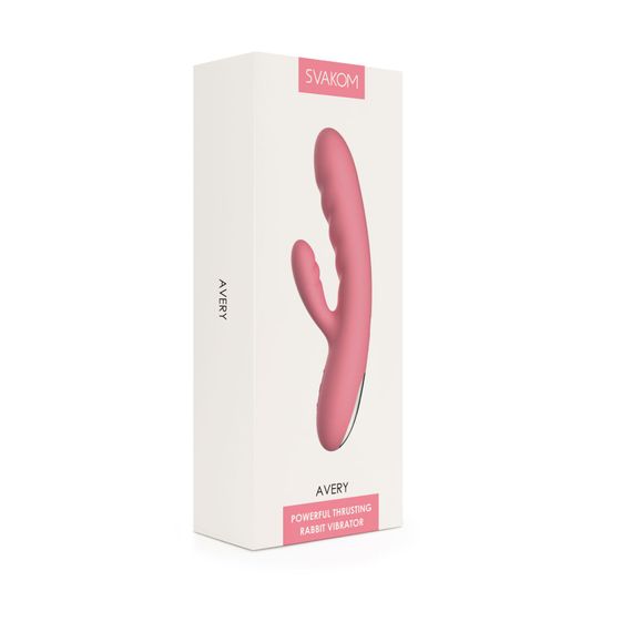 Вибратор-кролик Svakom Avery Strawberry Pink с двигающимся стволом, движение вперед-назад | Зображення 7