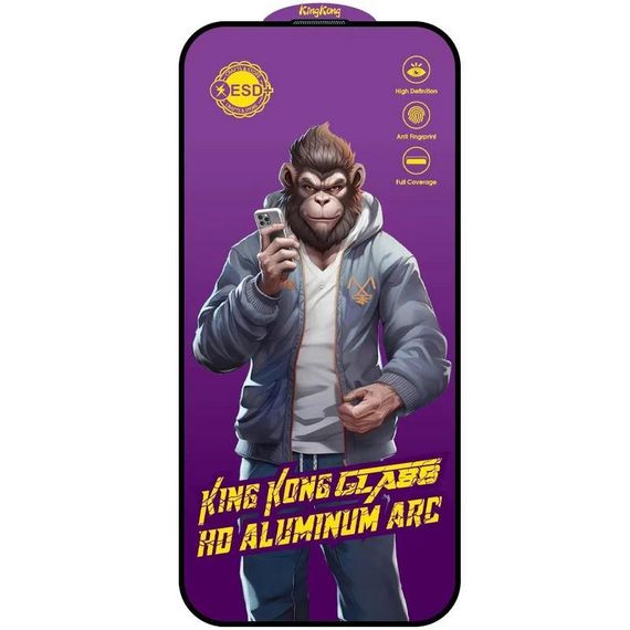 Захисне скло 5D Anti-static Purple (тех.пак) для Apple iPhone 16 Pro (6.3") Чорний