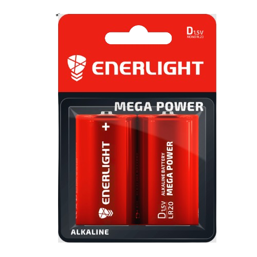 Батарейка лужна D/LR20 (бл-2шт) Enerlight Mega Power
