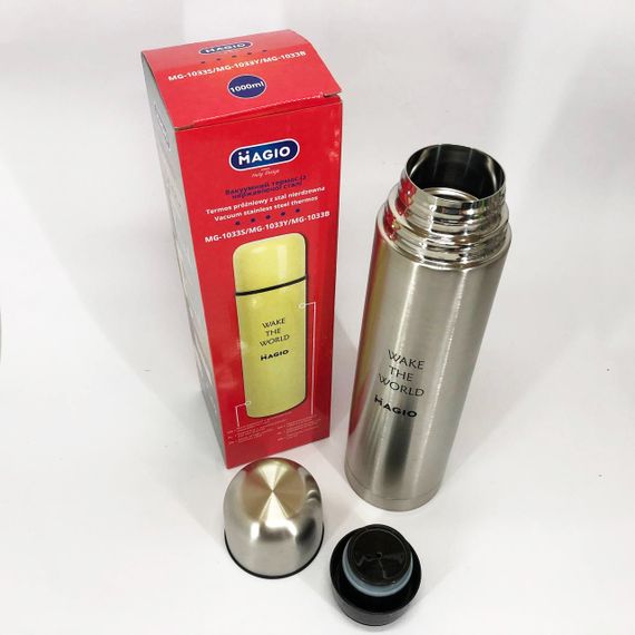 Гарячий термос для чаю MAGIO MG-1033S 1 л, Термочашка похідна, Термос для гарячих напоїв чаю PE-16