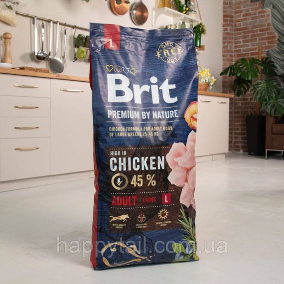 Корм Brit Premium by Nature Adult L для взрослых собак крупных пород, курица, 15 кг | Зображення 4