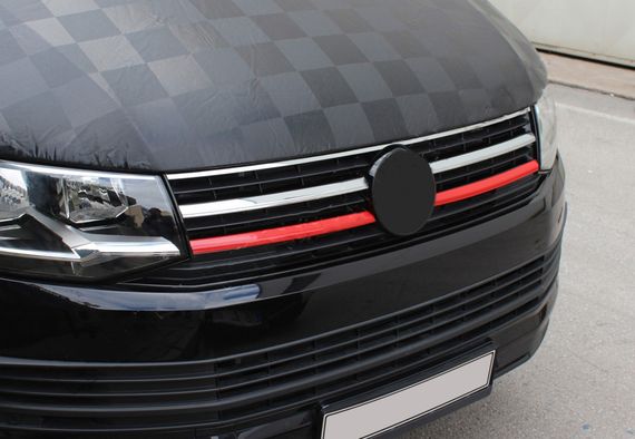 Накладки на решетку верхняя2015-2019 (2 шт, красные) для Volkswagen T6 2015-2024, 2019-2024 гг | Зображення 2