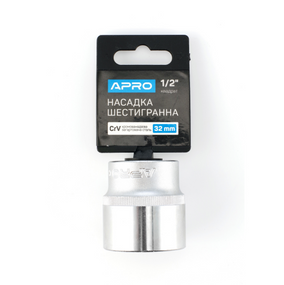 Насадка шестигранна 1/2" 32мм CrV APRO