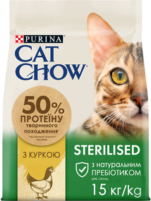 Сухий корм Purina Cat Chow Sterilised для дорослих стерилізованих котів, індичка 15кг