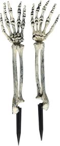 Руки скелета 2 шт на кольях в землю 47 см, жуткий декор двора газона помещений для Хэллоуина, руки зомби