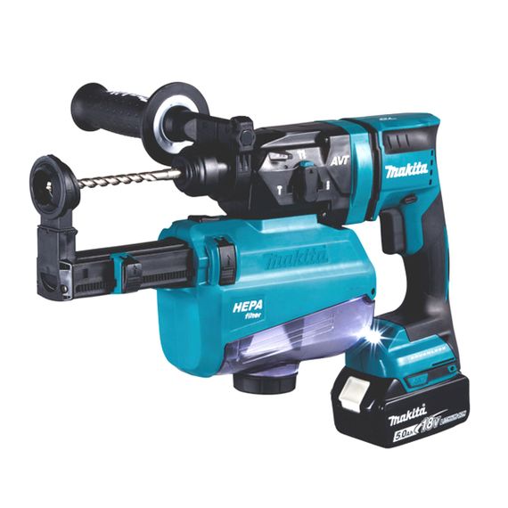 Перфоратор аккумуляторный с системой пылеудаления Makita DHR182ZWJ (LXT, 1.7 Дж, SDS-PLUS, DX05, без аккумуляторов и зарядного устройства) | Зображення 4