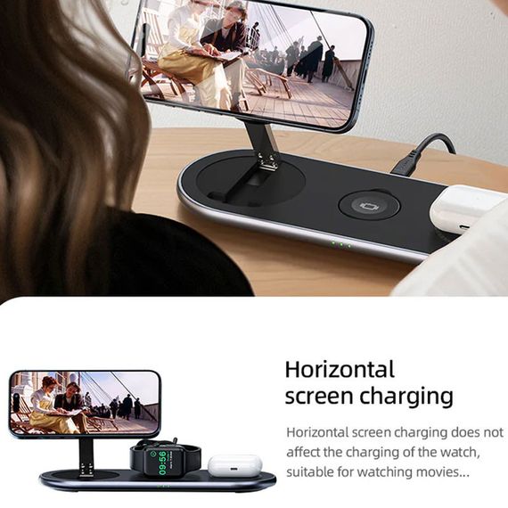 БЗП Acefast E19 Qi2 desktop 3-in-1 Black | Зображення 6