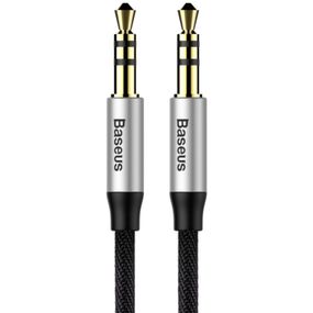 Кабель мультимедійний Jack 3.5mm Yiven M30 M/M 1m silver-black Baseus (CAM30-BS1) (CAM30-BS1)