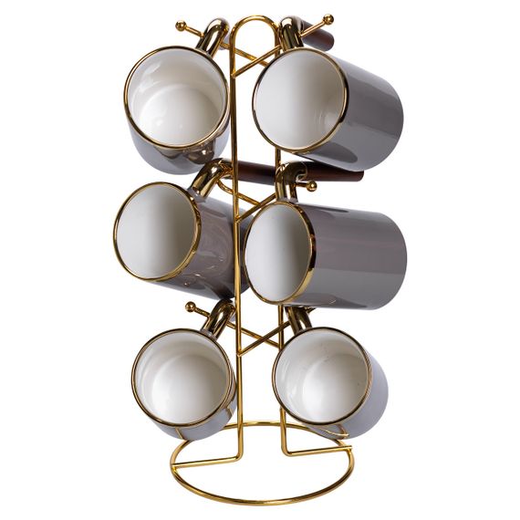 Набор чашек на металлической подставке 6 (шт) по 400 (мл) Серый HP-26-12 | Зображення 1