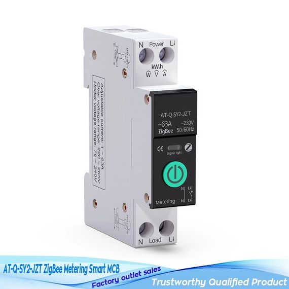 ZigBee AT-Q-SY2-JZT автоматический выключатель автомат 1P 63А DIN однофазный + счетчик кВт/ч | Зображення 2