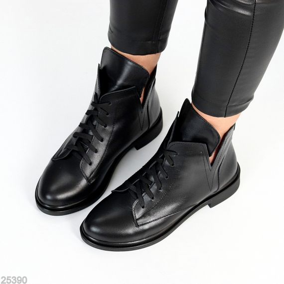 Черные дизайнерские деми ботинки натуральная кожа низкий ход | Зображення 6