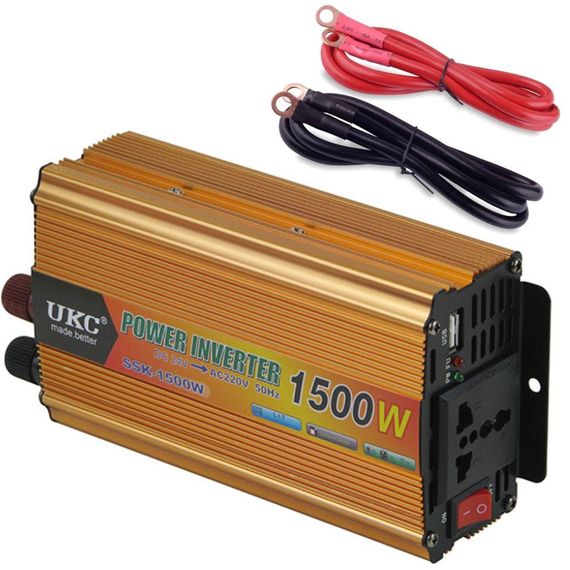 Преобразователь напряжения с 12V на 220V, 1500W, SSK UKC - EH / Автомобильный инвертор постоянного тока