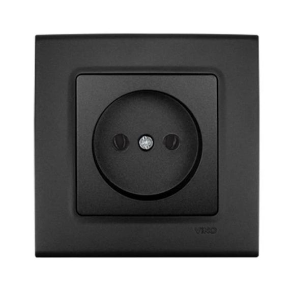Розетка одинарна VIKO Linnera без заземлення, Чорна Ніч (90404007)