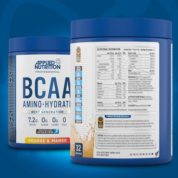 Комплекс амінокислот Applied Nutrition BCAA Powder Amino Hydrate (450g - 32 Servings) (Orange  Mango) | Зображення 1