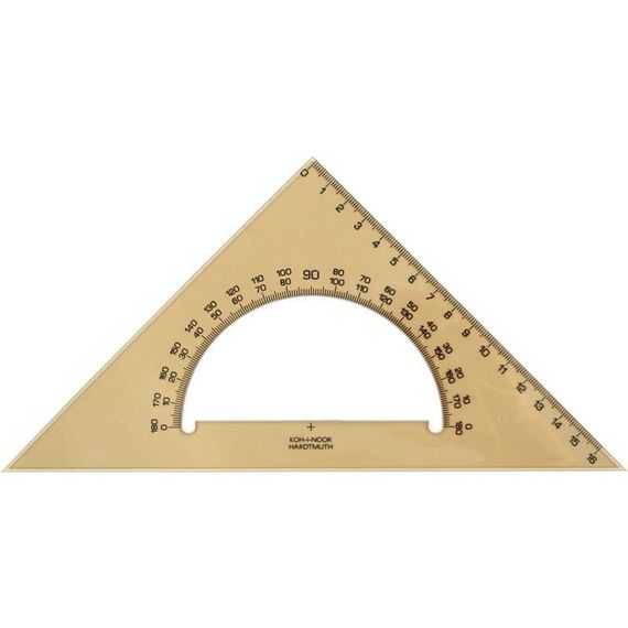 Треугольник KOH-I-NOOR 45°/177 мм с транспортиром, дымчатый 745640 (6001)