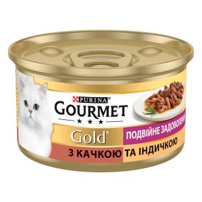 Вологий корм для котів з качкою та індичкою в соусі Gourmet Gold, 85 гр