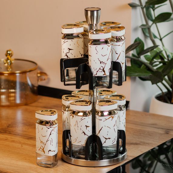 Набор для специй на подставке карусель12 баночек по 120 мл HP1333 | Зображення 3