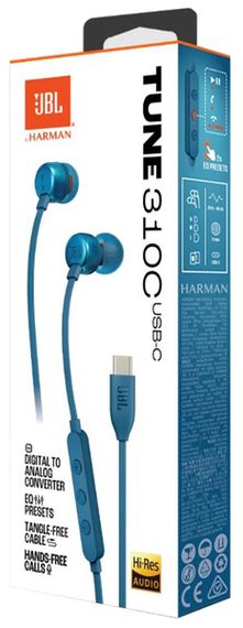 Гарнітура JBL TUNE 310C USB-C Blue (JBLT310CBLU) | Зображення 1