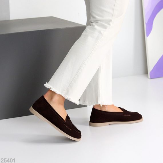 Зручні туфлі лофери натуральна замша колір Шоколад | Зображення 7