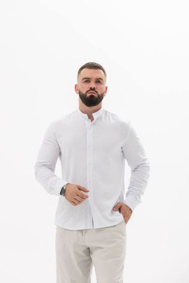 Сорочка чоловіча з льону 31329 XXL біла