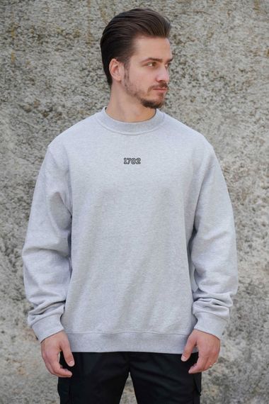 Утеплений оверсайз світшот на флісі з принтом Without Vintage Gray | Зображення 2