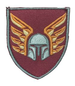 Шеврон щиток Tactic4Profi вышивка "46 ОДШБр, шолом з крилами" бордо фон