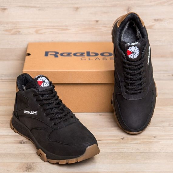 шкіряні зимові кросівки  Reebok чорні | Зображення 5