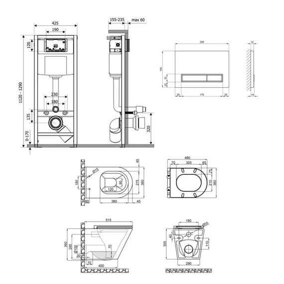 Готове рішення Qtap для ванної кімнати: підвісний унітаз Scorpio Ultra Quiet 520x365x365 + комплект інсталяції Nest 4 в 1 | Зображення 1