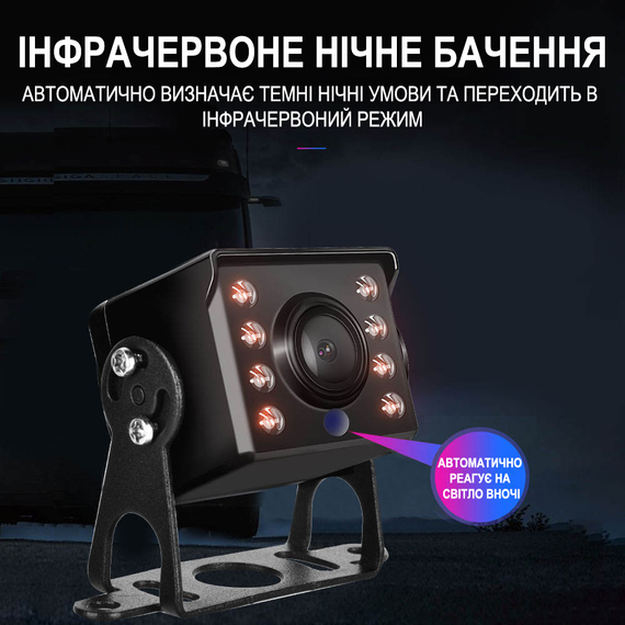 Паркувальна автомобільна камера заднього виду Podofo A3137 для вантажних автомобілів, AHD&CVBS, з ІЧ нічним баченням, чорна | Зображення 4