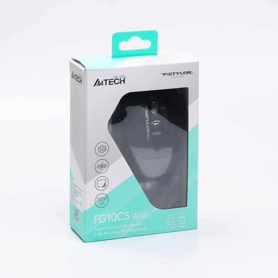 Миша бездротова A4Tech Fstyler FG10CS Air2 (Stone Grey),  USB, колір чорний+сірий | Зображення 9