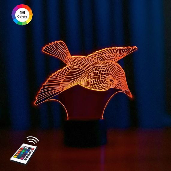 3D светильник ночник с пультом "Колибри" 3DTOYSLAMP