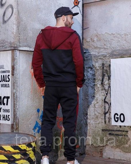 Спортивний костюм колір чорний/бордовий розмір XXL FI_004608 | Зображення 3