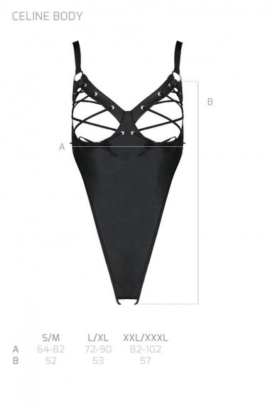 Боді з екошкіри Passion CELINE BODY XXL/XXXL, black, з доступом, відкритий Sex Aura | Зображення 4