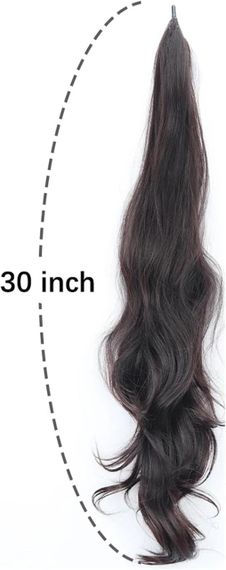Накладний хвіст каштановий 30 дюймів, 75 см хвилястий, синтетичний, термостійке волокно коричневе, колір 04 | Зображення 2