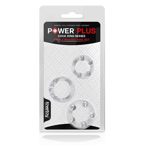 Ерекційні кільця - Power Plus Triple Beaded Ring Set Clear sexstyle | Зображення 5