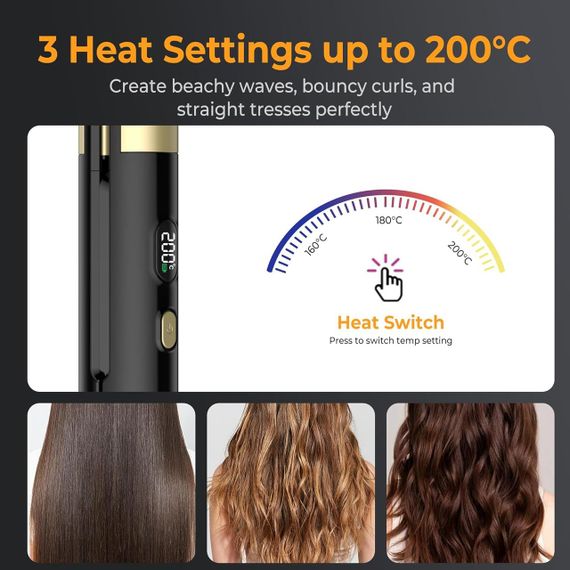 Беспроводной выпрямитель для волос Atopskins, дорожный выпрямитель для волос «2 в 1» с тремя режимами нагрева, | Зображення 3
