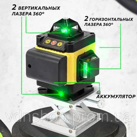 Рівень лазерний лінійний нівелір акумуляторний Laser 4D, 16 ліній, робоча відстань 30м, у кейсі AH-31 | Зображення 7