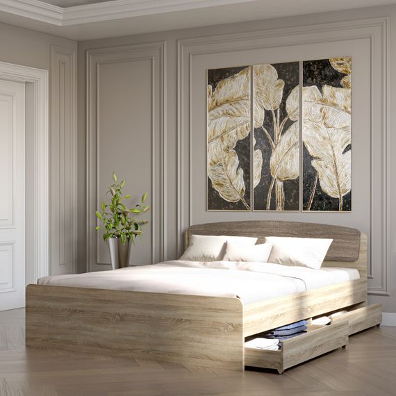 Двоспальне ліжко Еверест Асторія з двома ящиками 160х200 см сонома/трюфель (EVR-2489) | Зображення 2