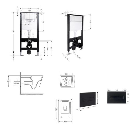 Готовое решение Qtap для ванной комнаты: подвесной унитаз Crow Ultra Quiet 520x360x290 + комплект инсталляции Standard (линейная | Зображення 1