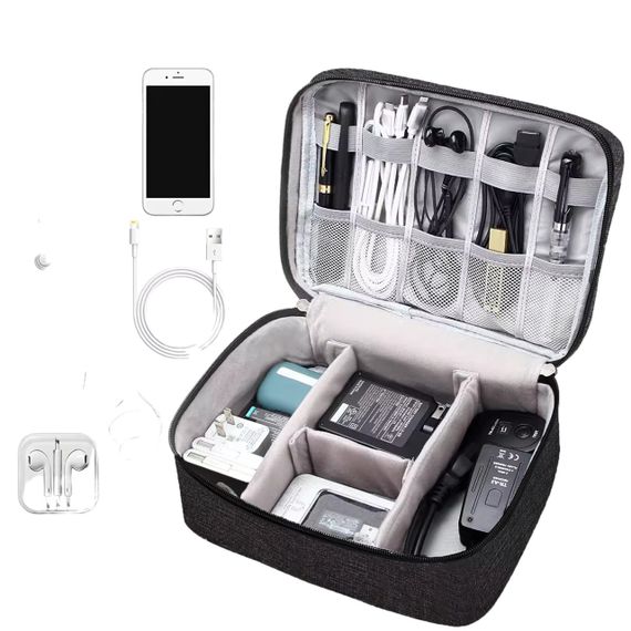 Сумка-органайзер для проводов, зарядок и аксессуаров черная LoveYouHome | Зображення 2