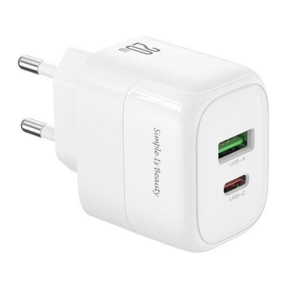Мережевий зарядний пристрій XO L137 1USB-C/1USB PD/QC 20W+Type-C to Type-C New Logo | Зображення 1