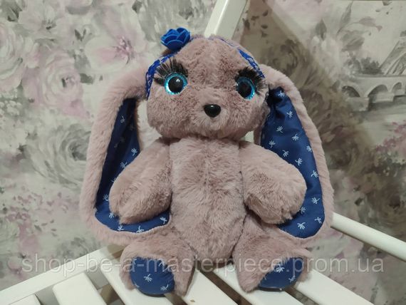 Меховая игрушка зайка розовый подарок девочке девушке 25см 02934