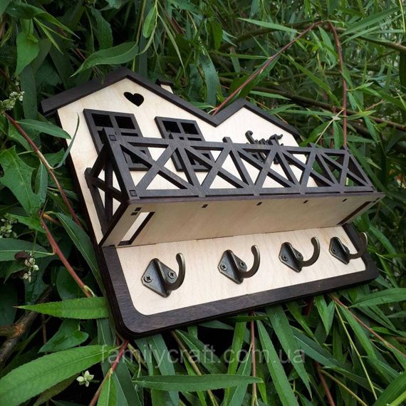 Настенная ключница из дерева Деревянный органайзер для ключей Держатель для хранения Персонализация | Зображення 2