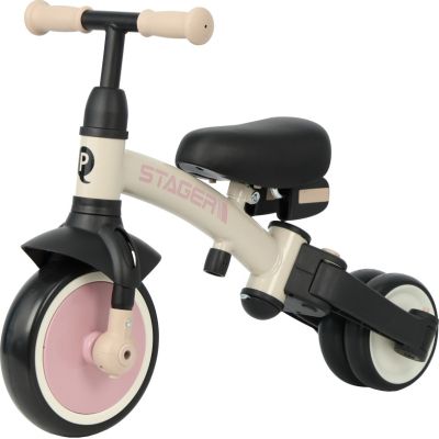 Детский велосипед QPlay Stager 3 в 1 з ручкою, біговел, Beige-Pink (T80STAGERBeigePink) | Зображення 2