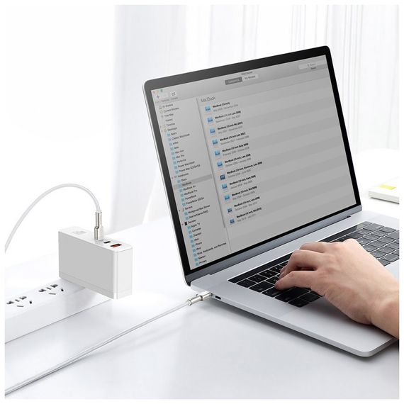 Дата кабель USB-C to USB-C 1.0m 100W metal white Baseus (CATJK-C02) | Зображення 3