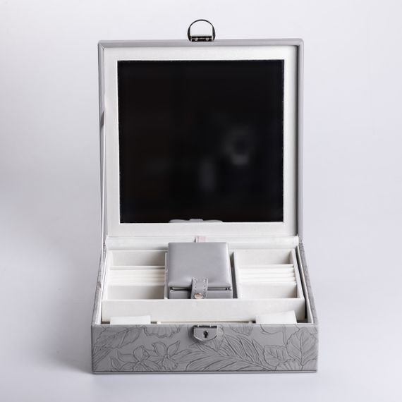 Шкатулка для украшений из эко кожи 2 яруса с замком органайзер для ювелирных изделий | Зображення 5