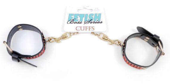 Наручники зі штучної шкіри з кристалами Fetish Boss Series - Handcuffs with cristals Red, BS3300109 Sex Aura | Зображення 5