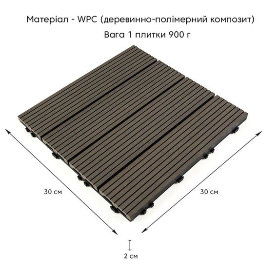 Композитна плитка WPC вугілля 30*30CM*2СM (D) SW-00001713 | Зображення 1