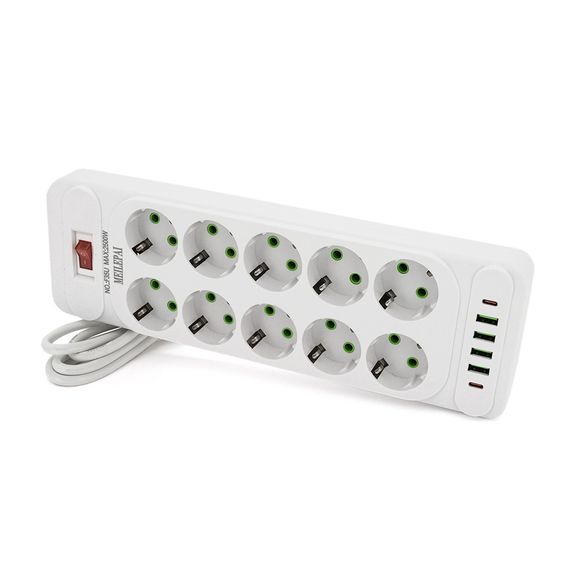 Мережевий фільтр Meilepai F35U, 10 розеток EU + 4 USB + 2 PD арт.31706