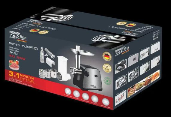 Електром'ясорубка + соковитискач та з шатківницею 4 насадки Zepline ZP-203 | Зображення 2